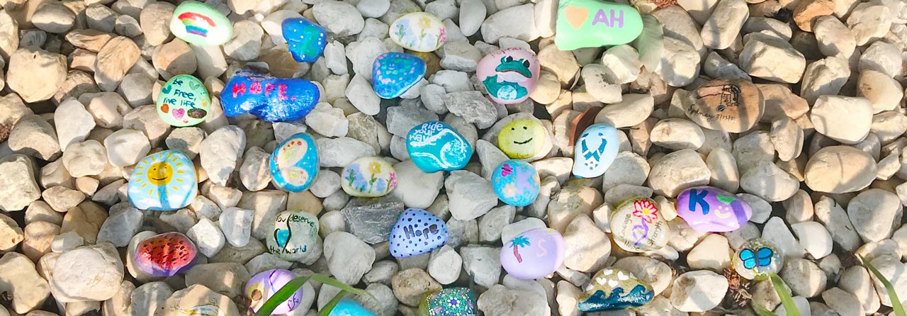 Image of painted rocks in the Hope Garden
