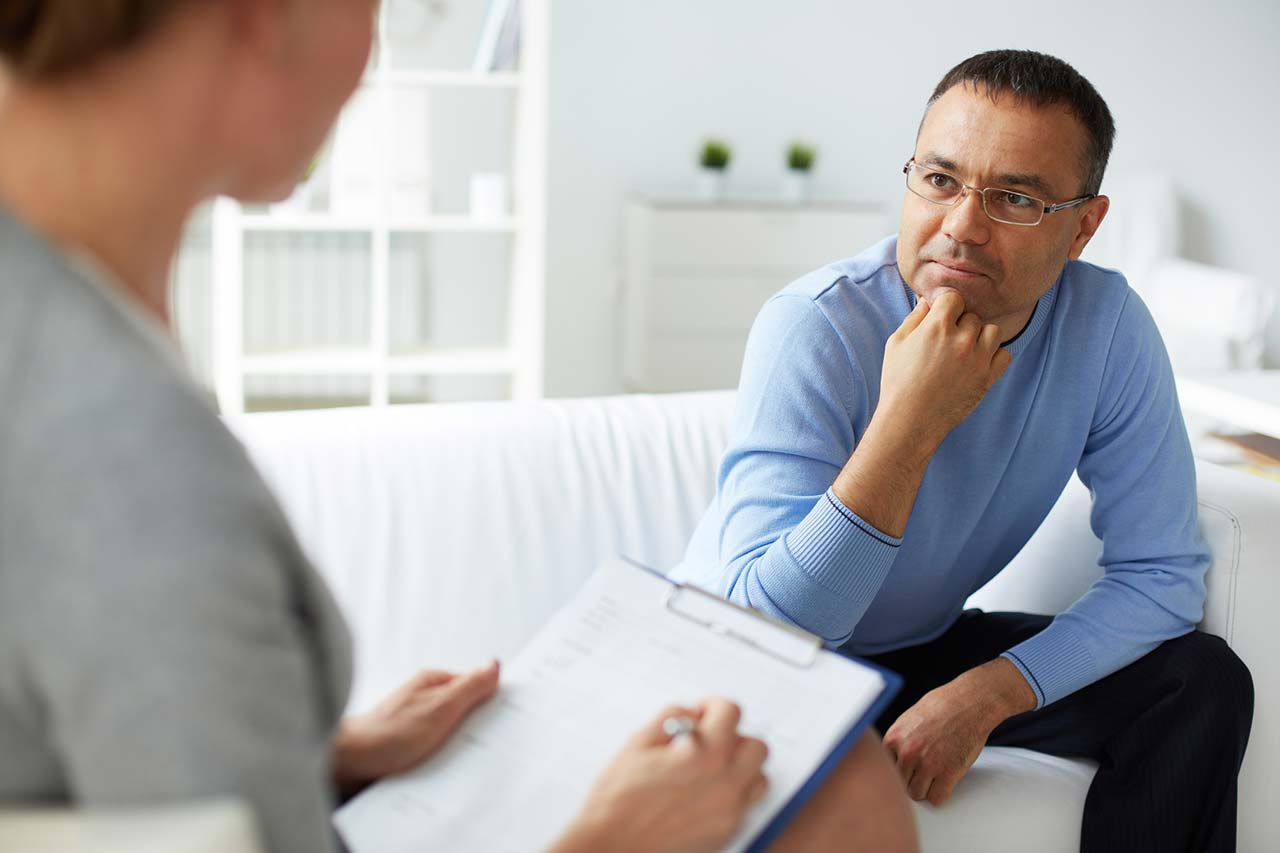 psychiatric consultation with adult man