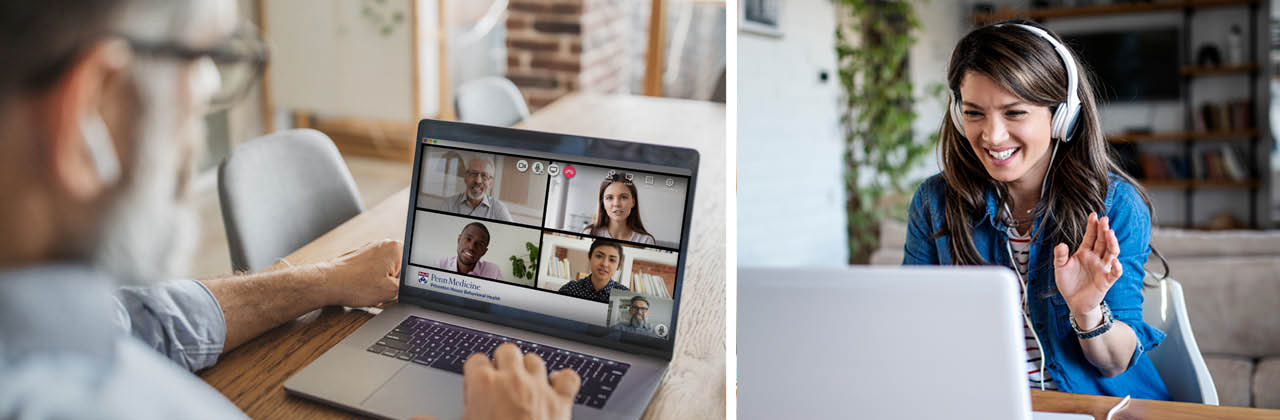 photo montage of people engaged in telehealth