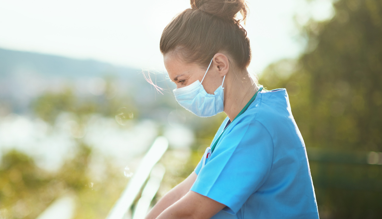 Nurse taking a break outside