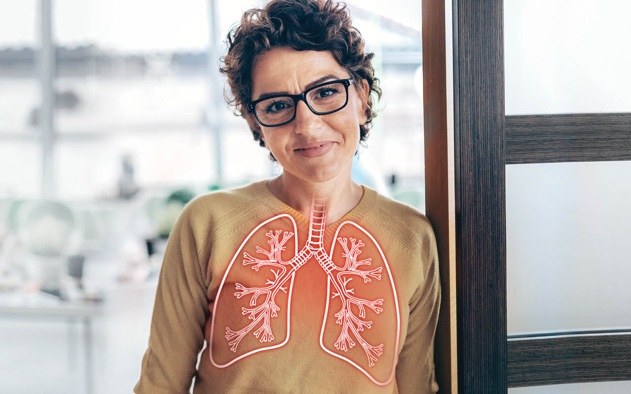 Illustration of woman with lung drawing