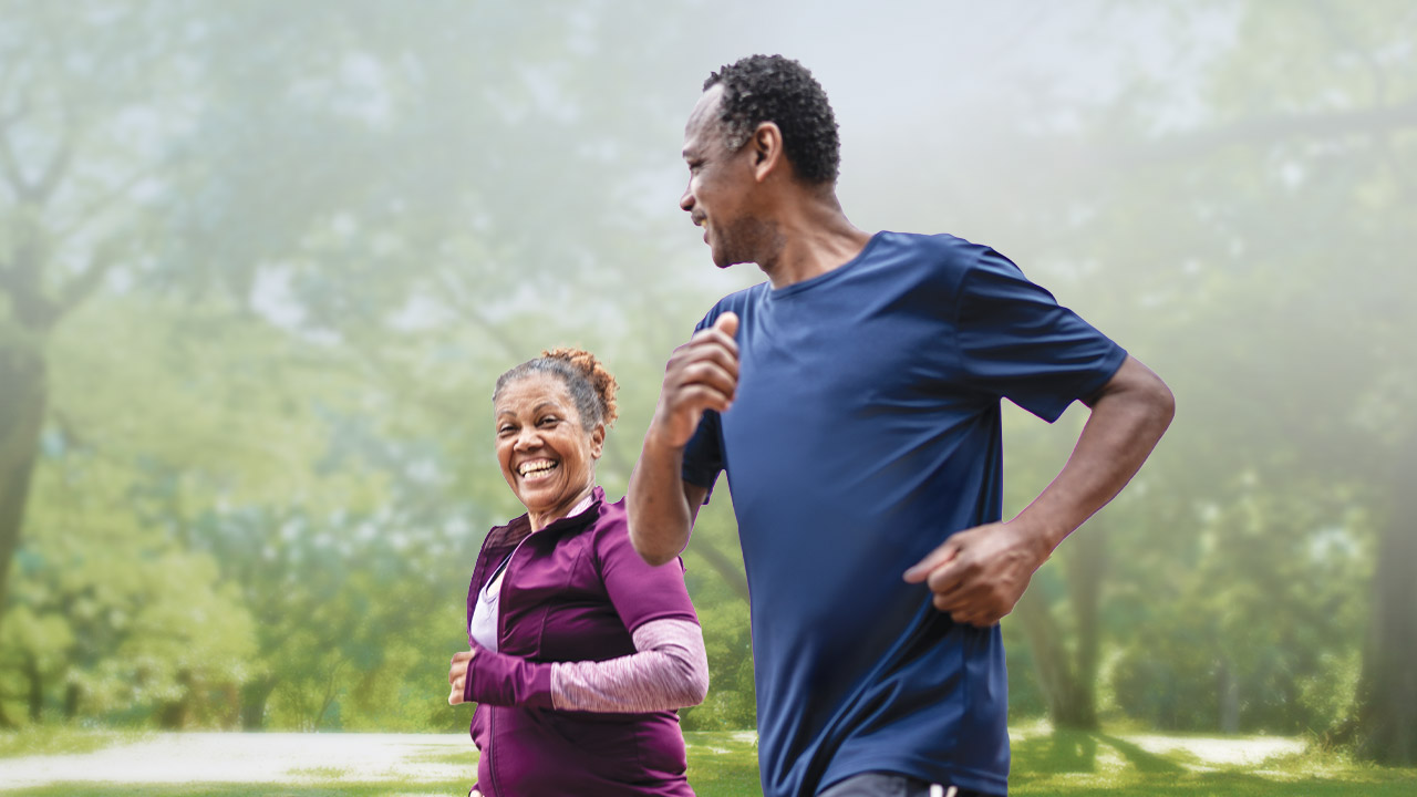 Photo of couple jogging outdoors
