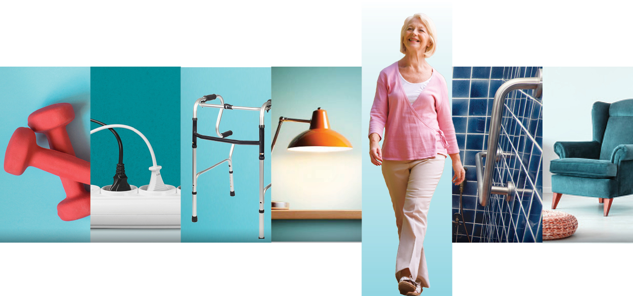 photo montage illustrating steps to reduce the risk of hip fracture