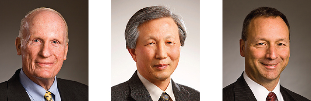 2017 Departing Board Members (l-r): William P. Burks, MD; Jemo Kang, PhD; Anthony J. Kuczinski