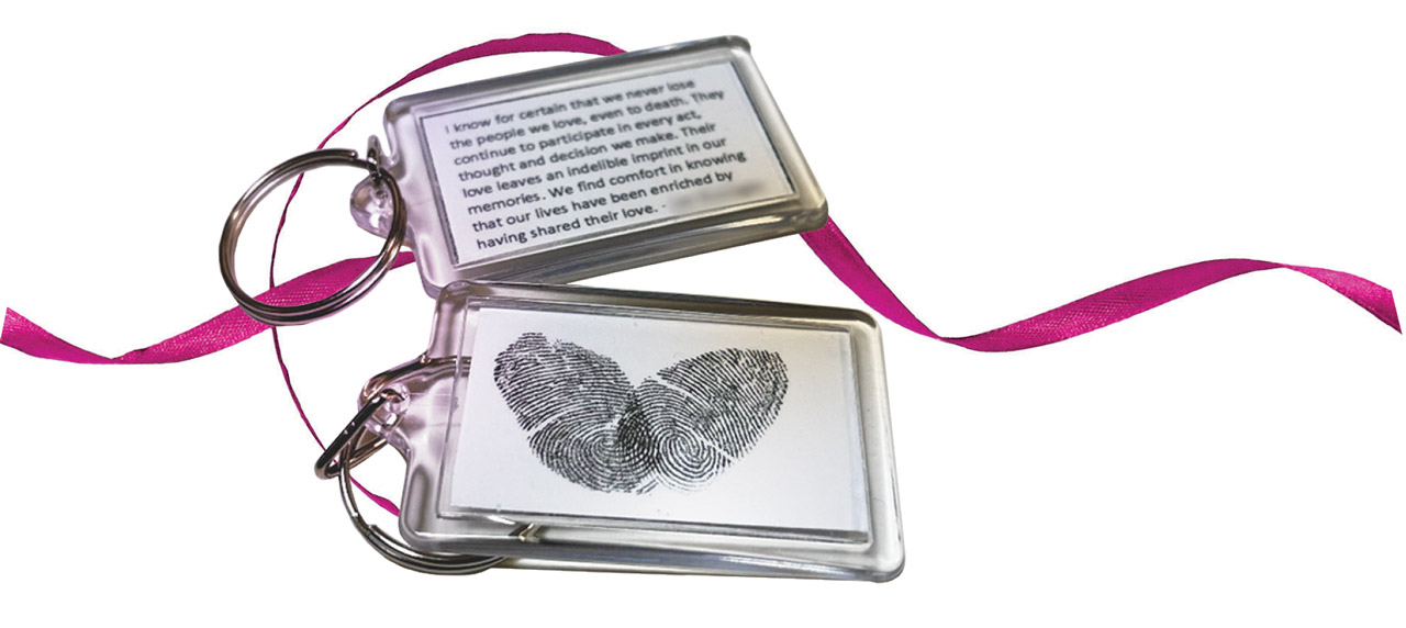 photo montage showcasing a fingerprint keepsake